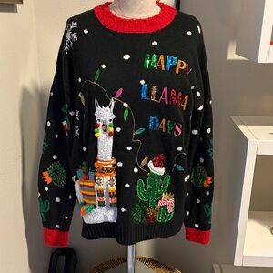 Holiday Time Ugly Christmas sweater with Festive Llama